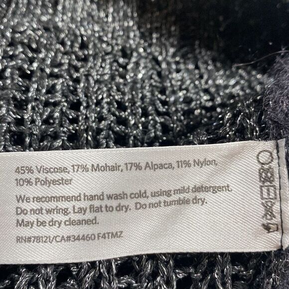 Eileen Fisher Project L Mohair Viscose Wool Blend‎ Metallic Open Knit Round Neck - Picture 15 of 16